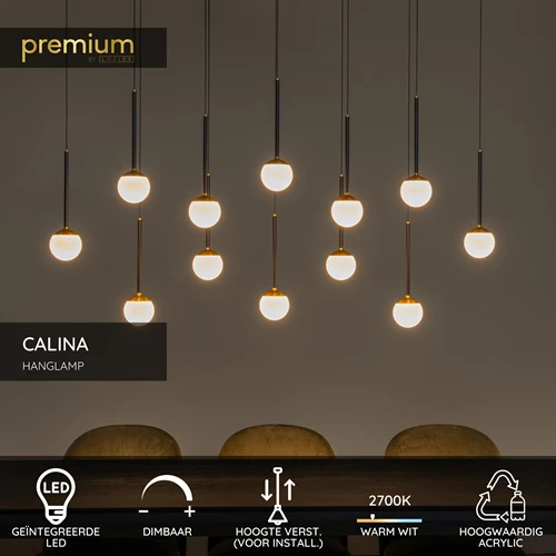 Lucide CALINA - Hanglamp - LED Dimb. - 12x7,7W 2700K - Zwart | Premium - USP